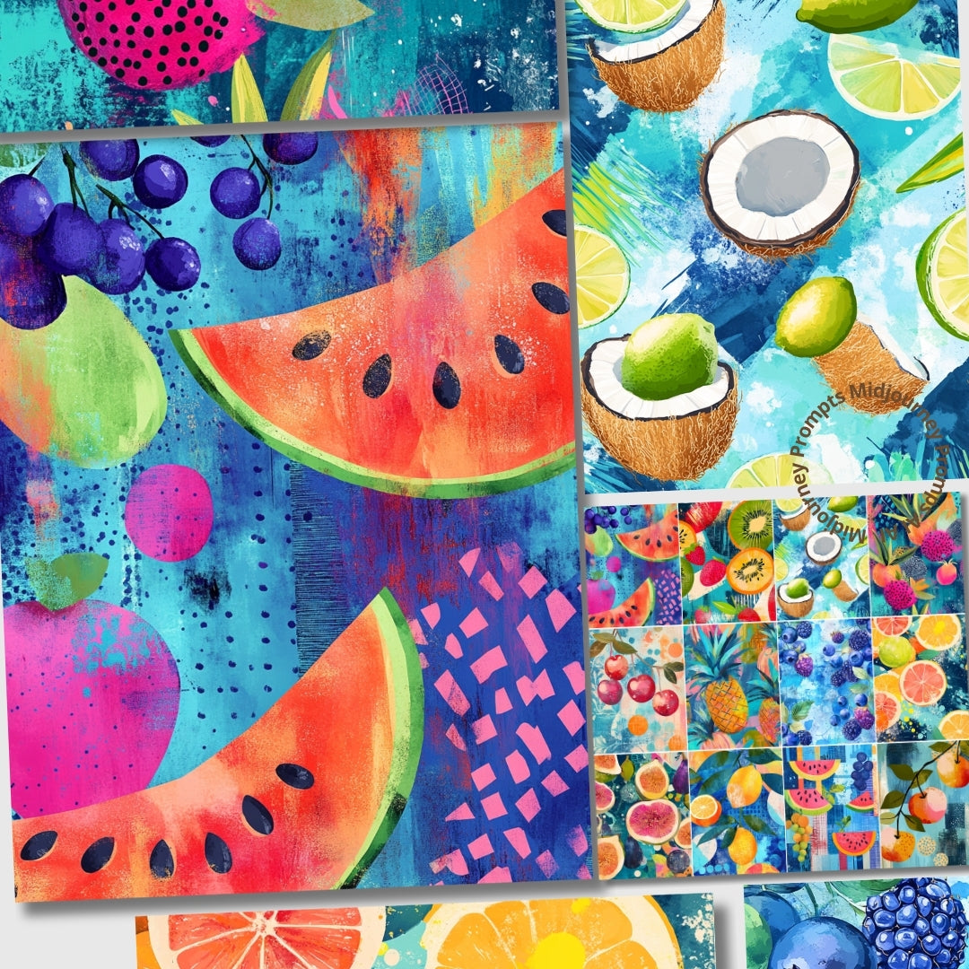 Midjourney Prompts for Juicy Fruits Scrapbook Junk Journal Kit