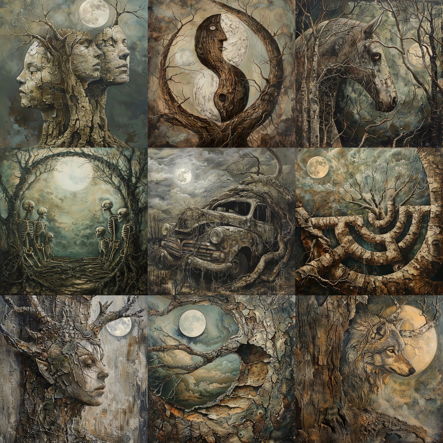 grid Midjourney Guide PDF for Surreal Art Nature Forest Illustrations