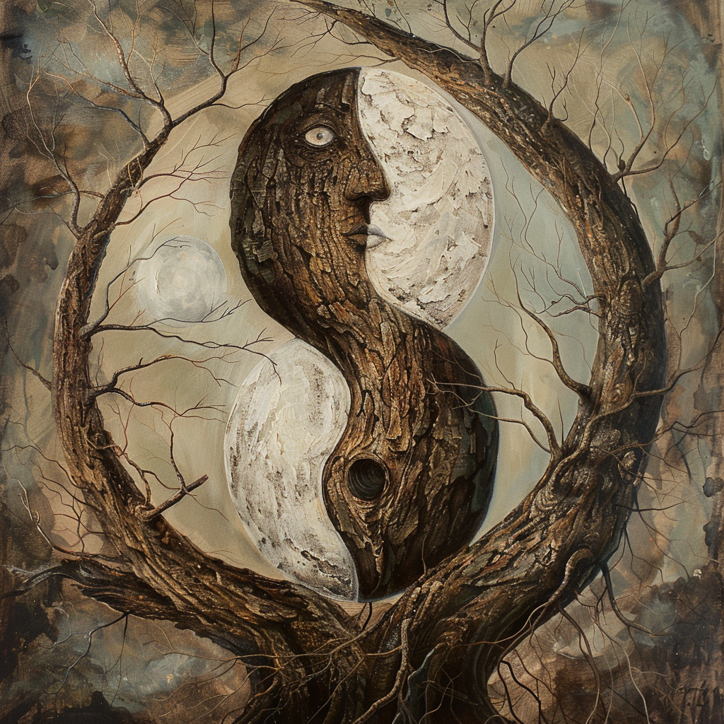 yin yang Midjourney Guide PDF for Surreal Art Nature Forest Illustrations