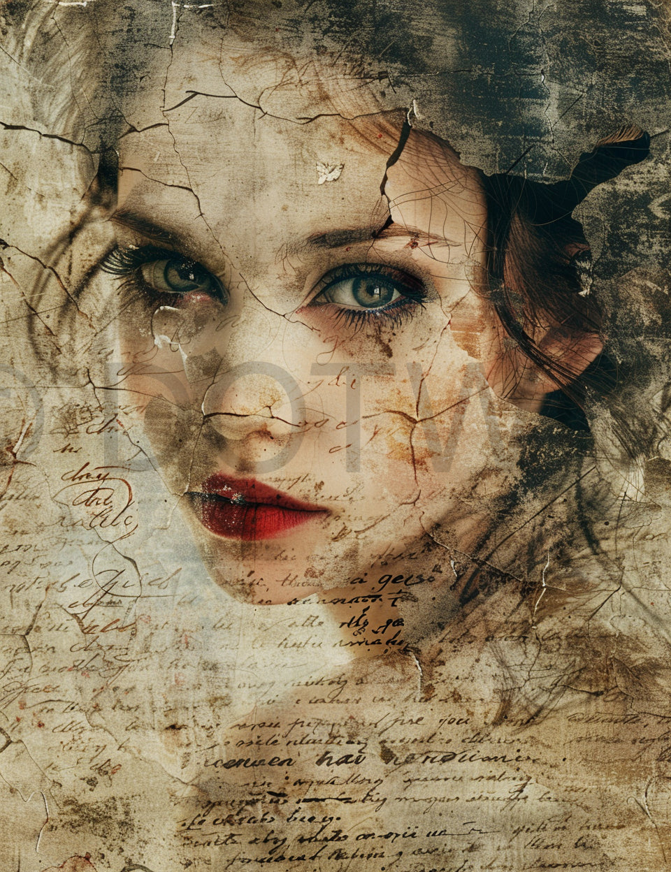 beautiful woman Text Vintage Journal Page