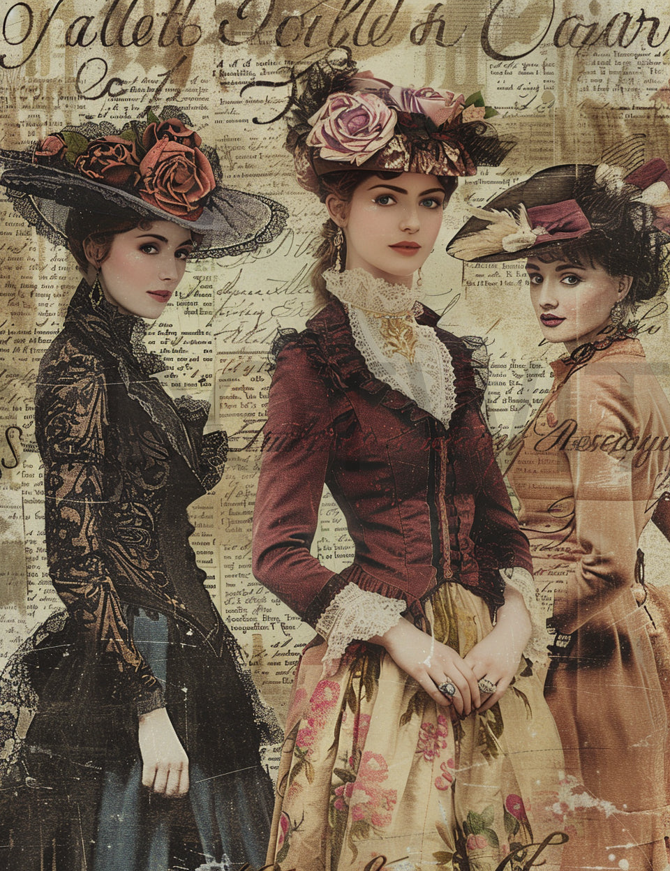ladies Text Vintage Journal Page
