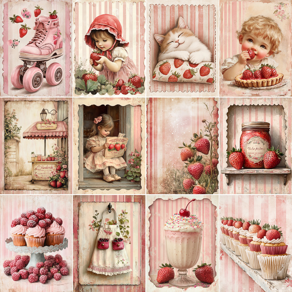 Midjourney V6 Prompts for The Strawberry Lovers Junk Journals