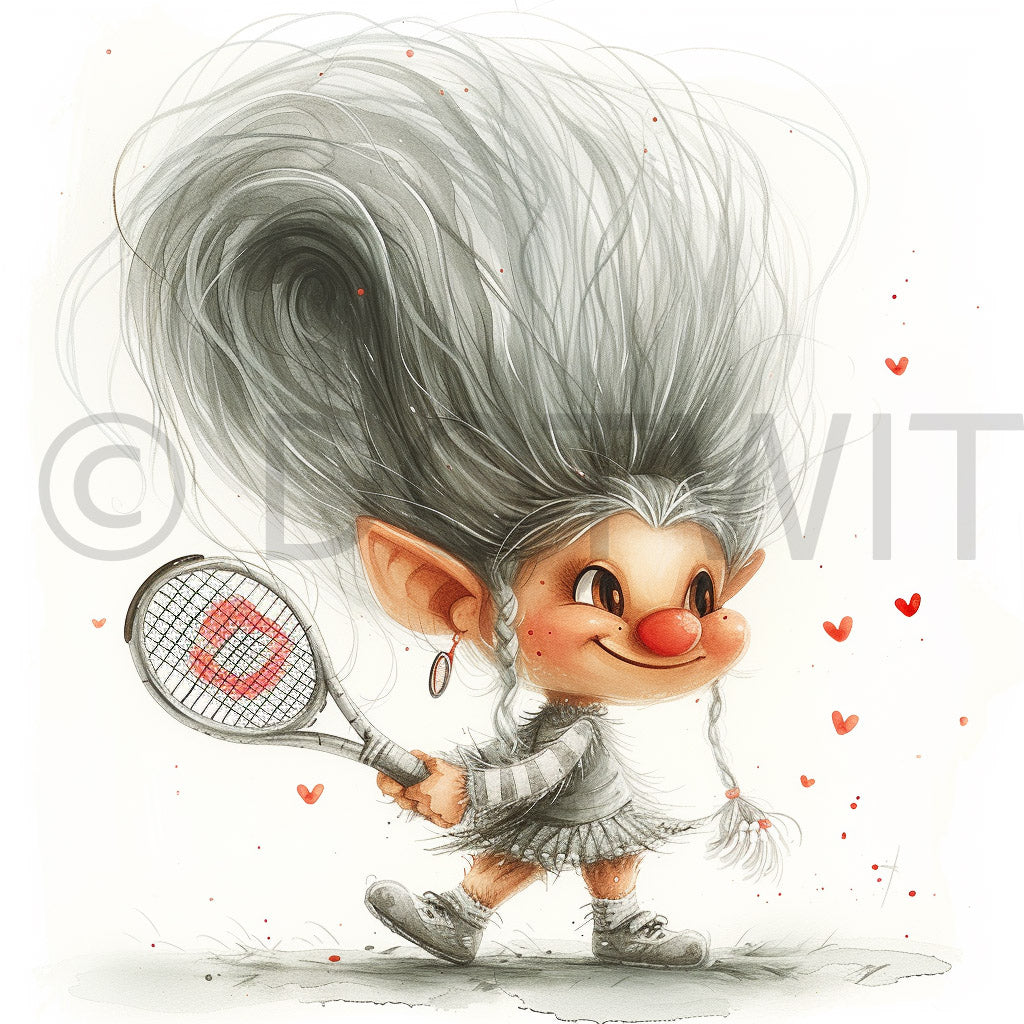 troll playing tennis clipart