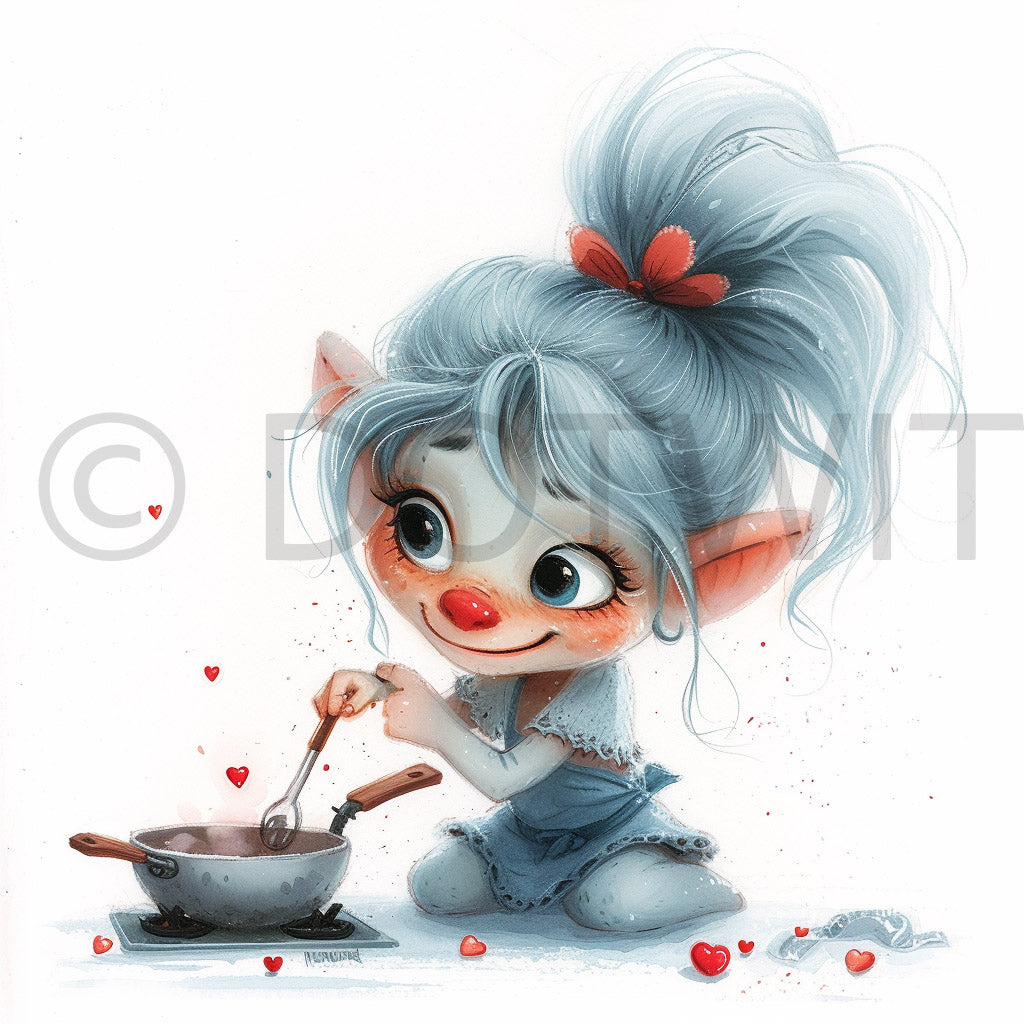 cute troll cooking digital download