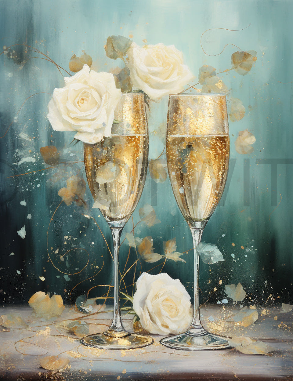 champagne Turquoise Gold Junk Journal Papers
