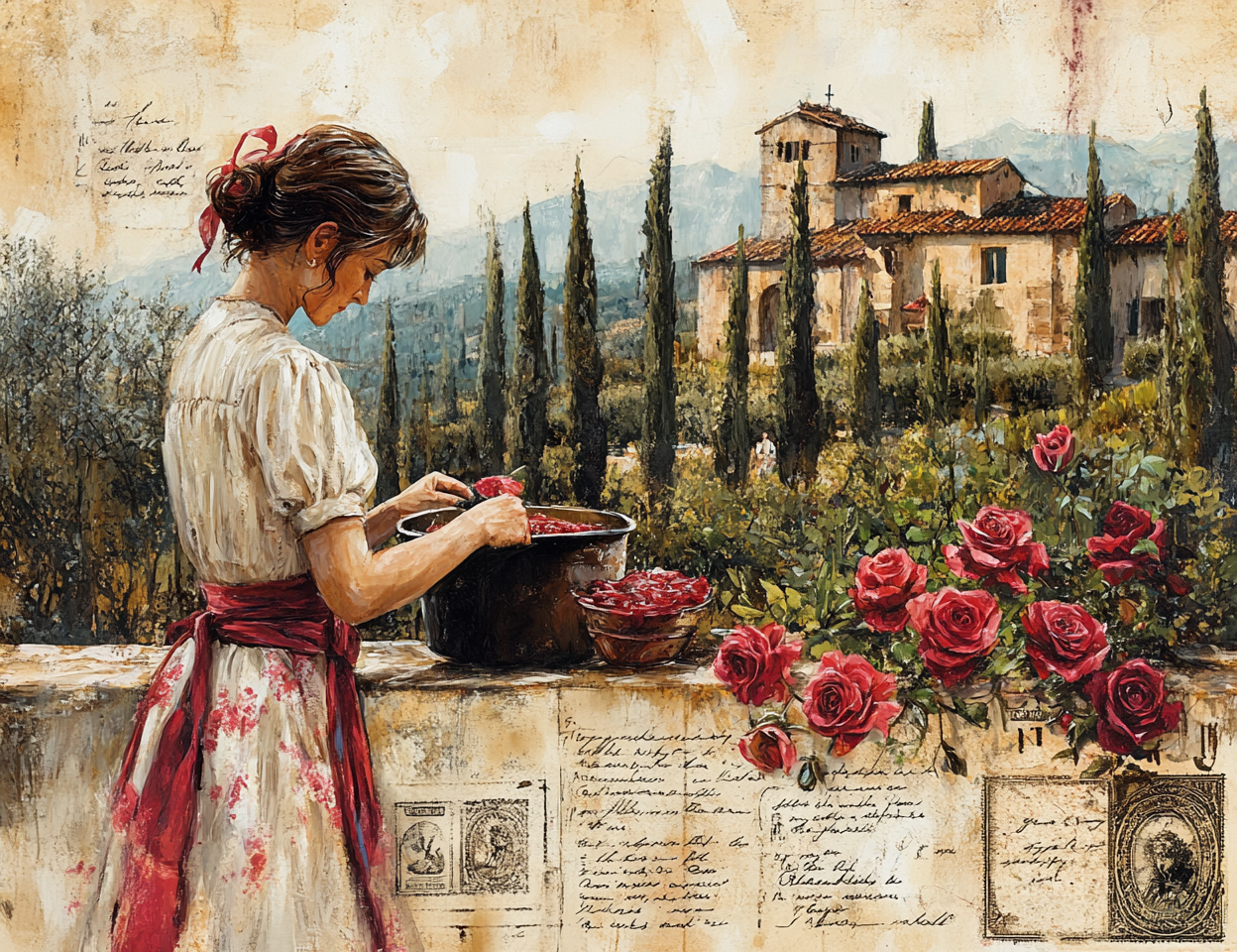 Midjourney Prompts for Tuscany Village Countryside Vintage Papers