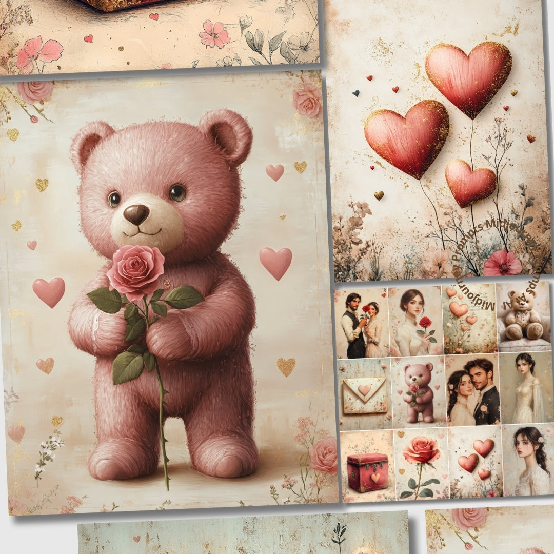 Midjourney Prompts for Valentines Day Romantic Junk Journal Kits
