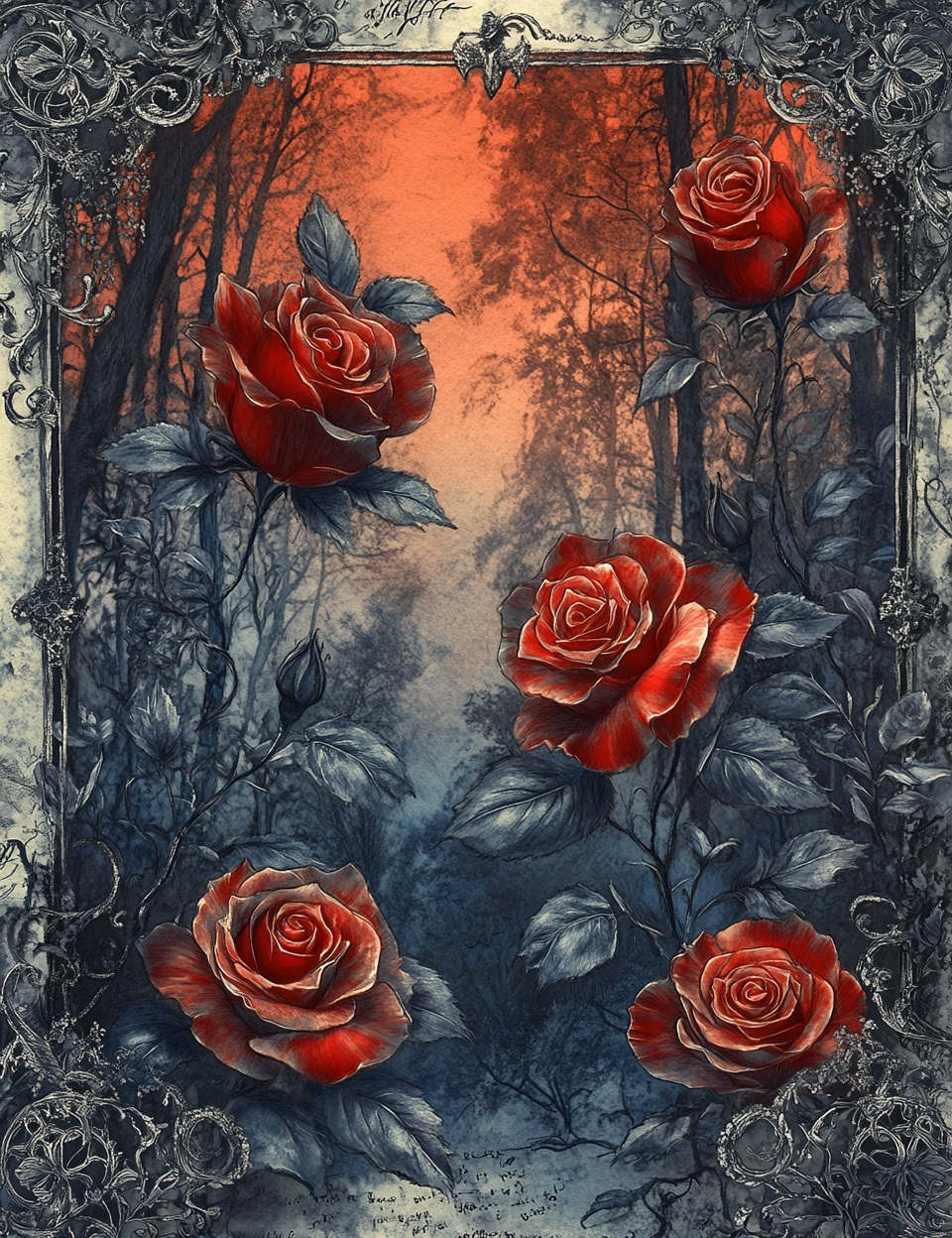 Midjourney Prompts for Valentines Gothic Love Junk Journal Pages