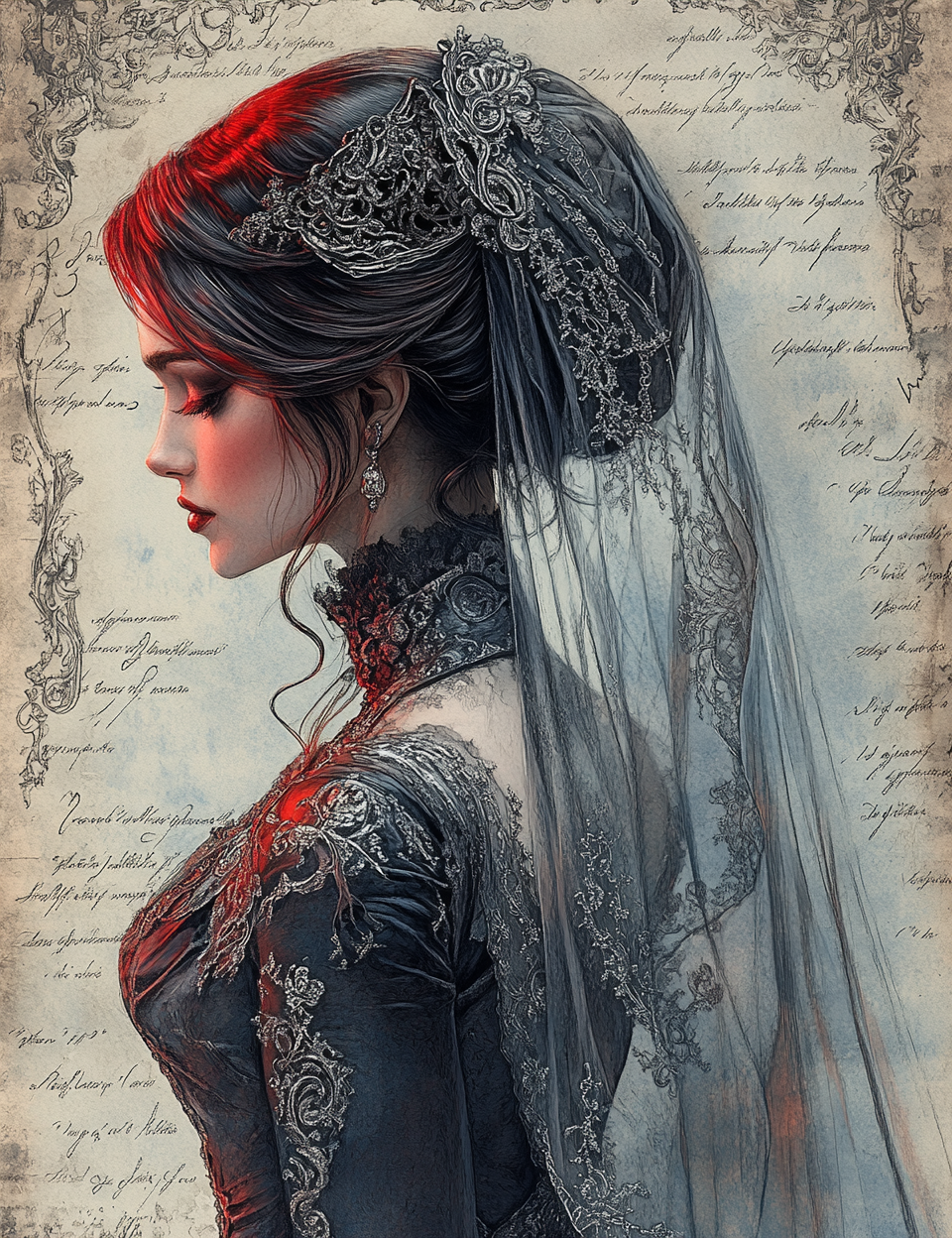 Midjourney Prompts for Valentines Gothic Love Junk Journal Pages