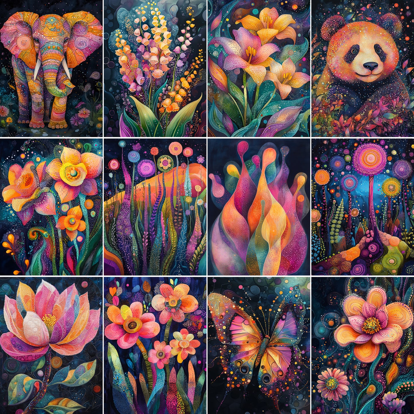 Midjourney Prompts for Vibrant Colorful Garden Nature Digital Papers