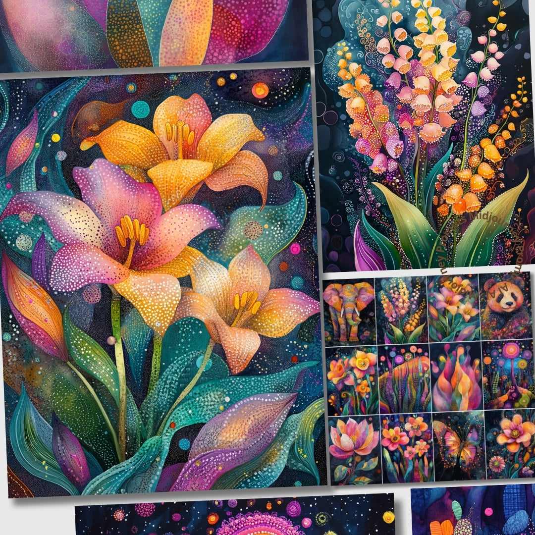 Midjourney Prompts for Vibrant Colorful Garden Nature Digital Papers