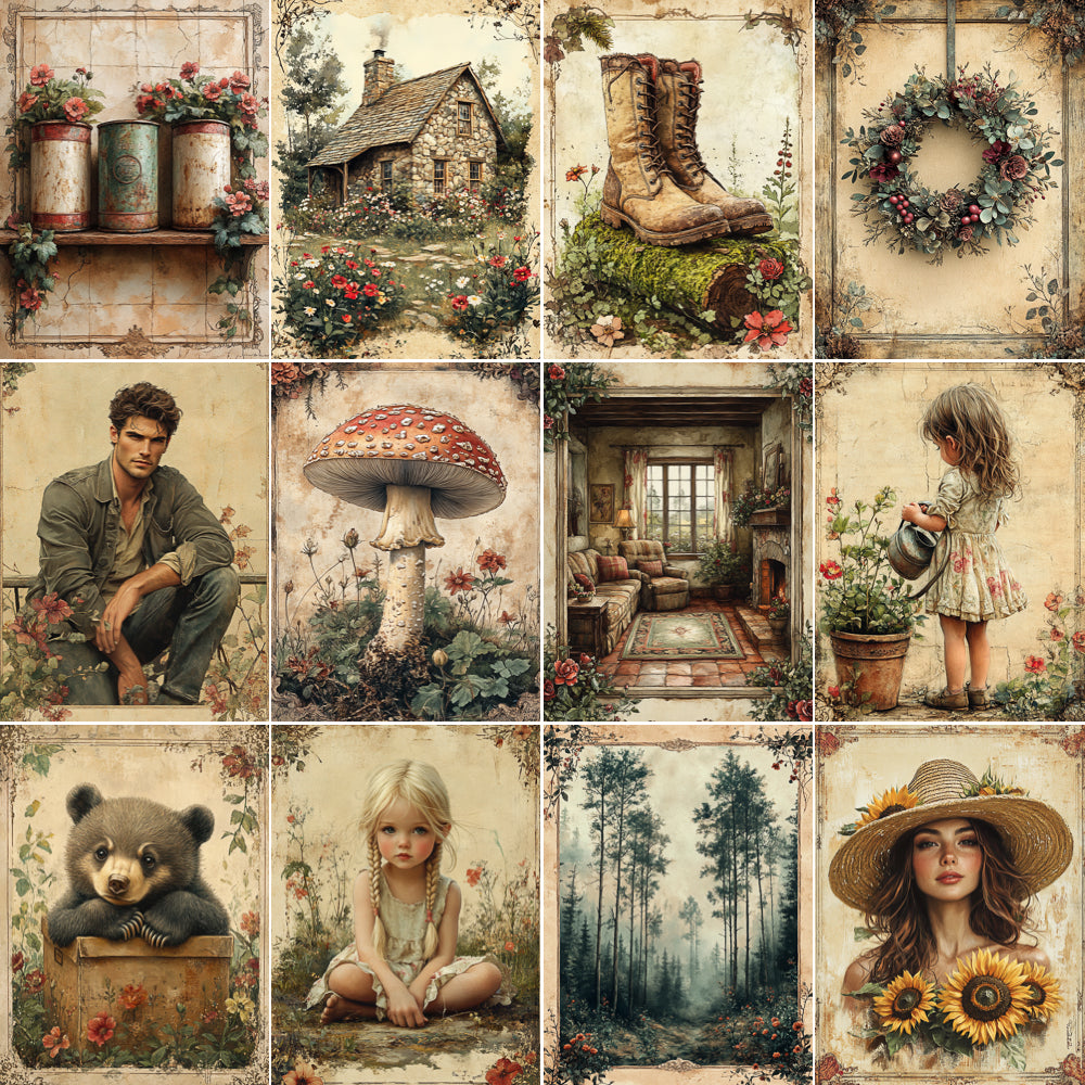 Midjourney V6 Prompts for Vintage Botanical Garden Junk Journal