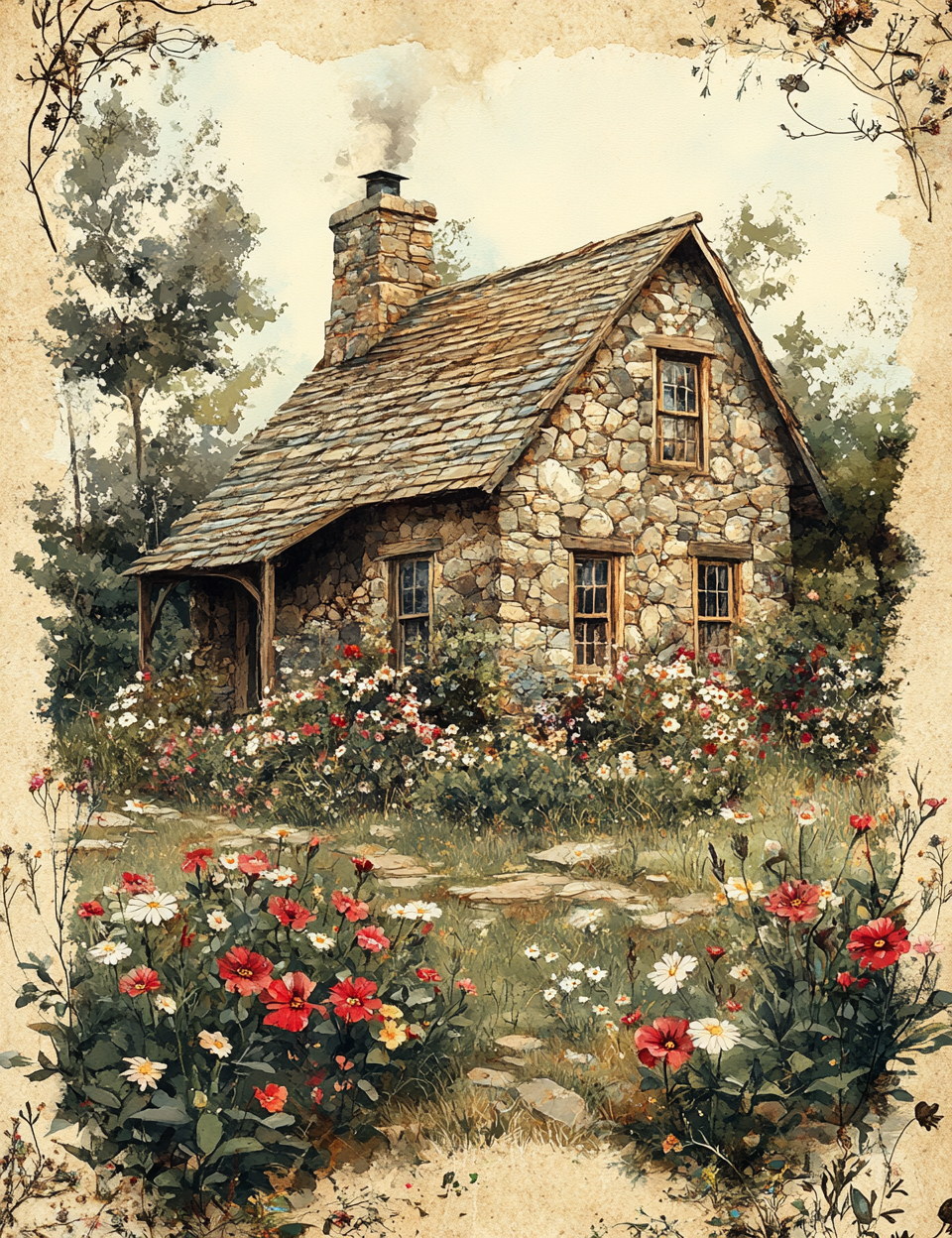 Midjourney V6 Prompts for Vintage Botanical Garden Junk Journal
