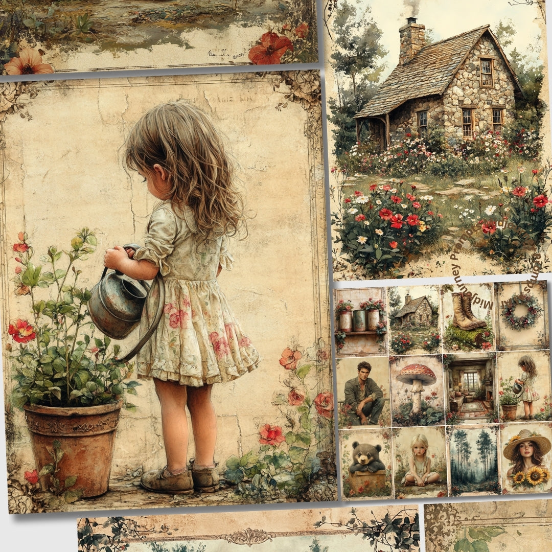 Midjourney V6 Prompts for Vintage Botanical Garden Junk Journal