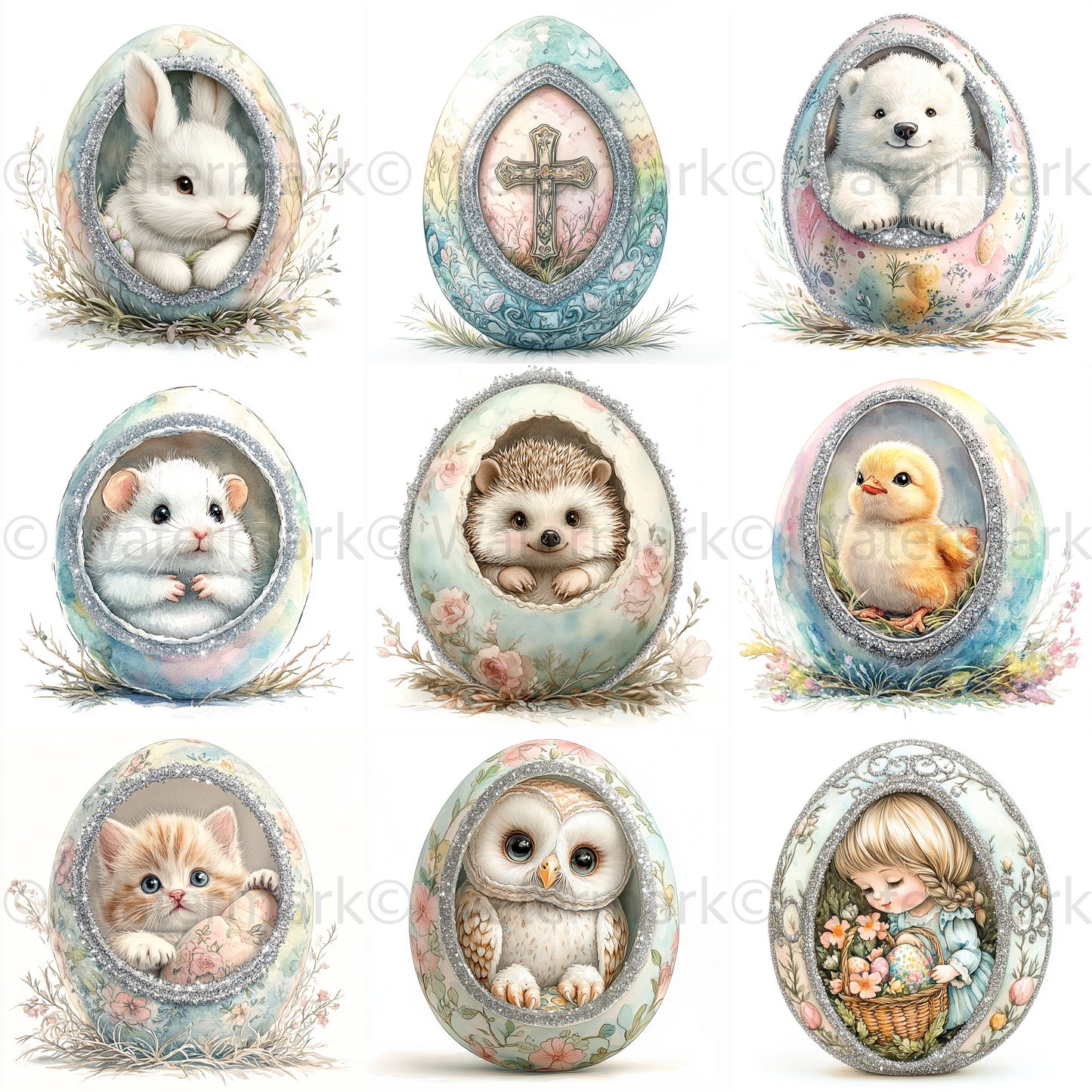 Midjourney Prompts for Vintage Elegant Easter Eggs Clipart