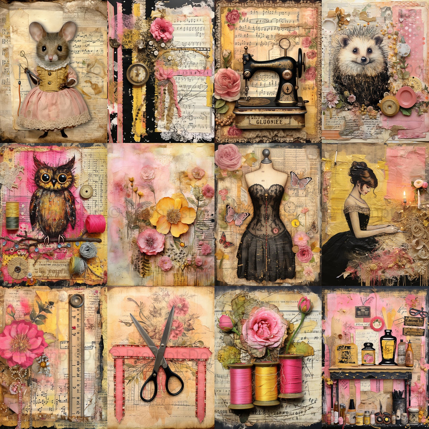 Vintage Sewing Junk Journal Pages