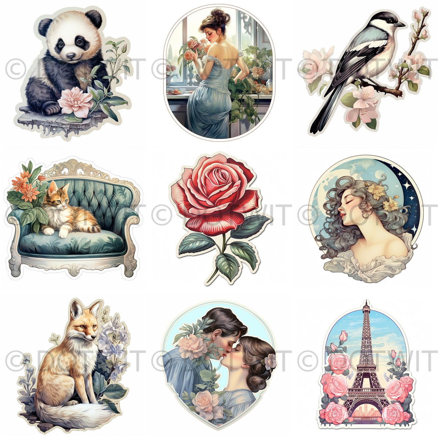 Vintage Stickers Midjourney Prompt