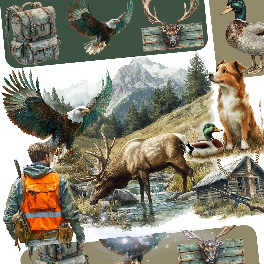 Midjourney Prompts for Watercolor Hunting Deer Clipart Sets
