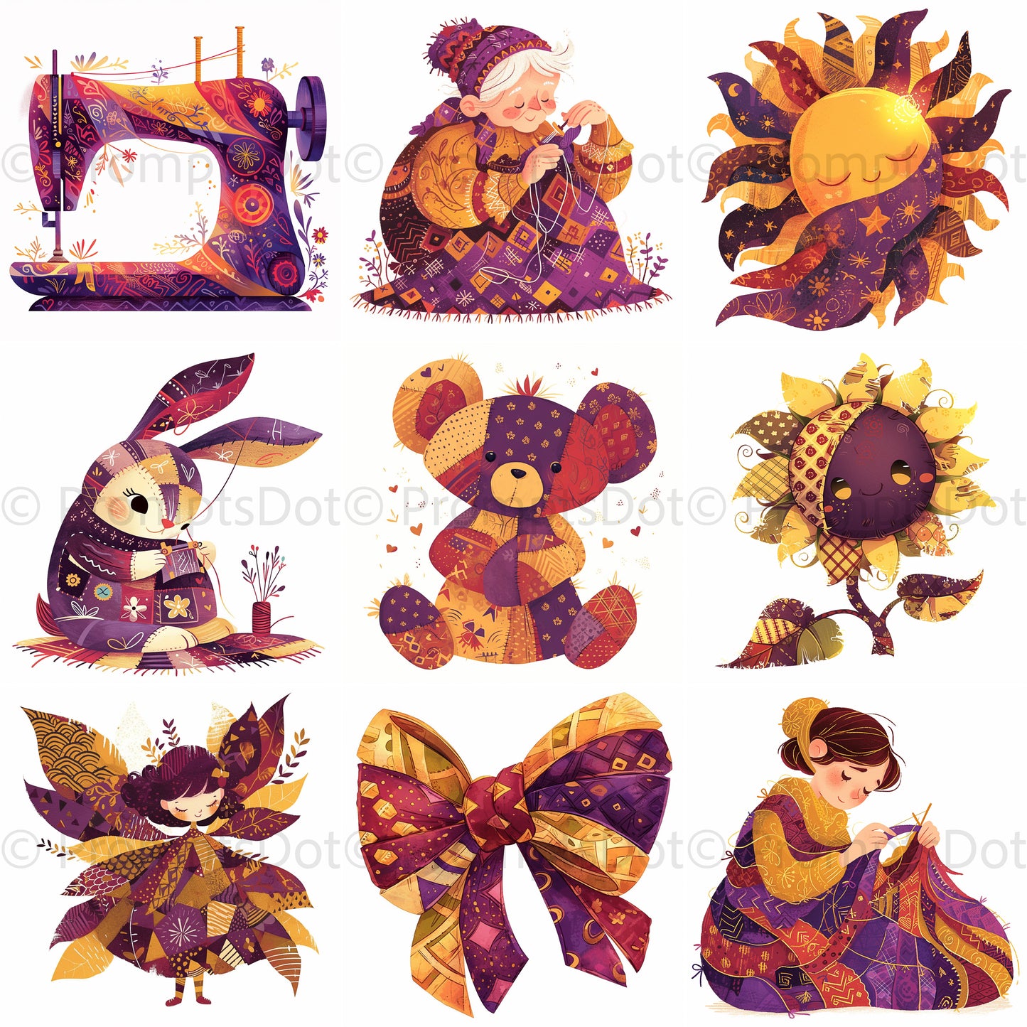 Quilt Sewing Clipart Midjourney Prompts