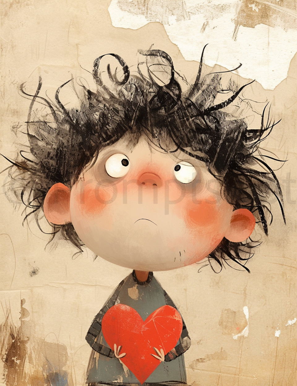 cute boy with a heart Midjourney Prompts For Whimsical Animals Dogs Illustrations