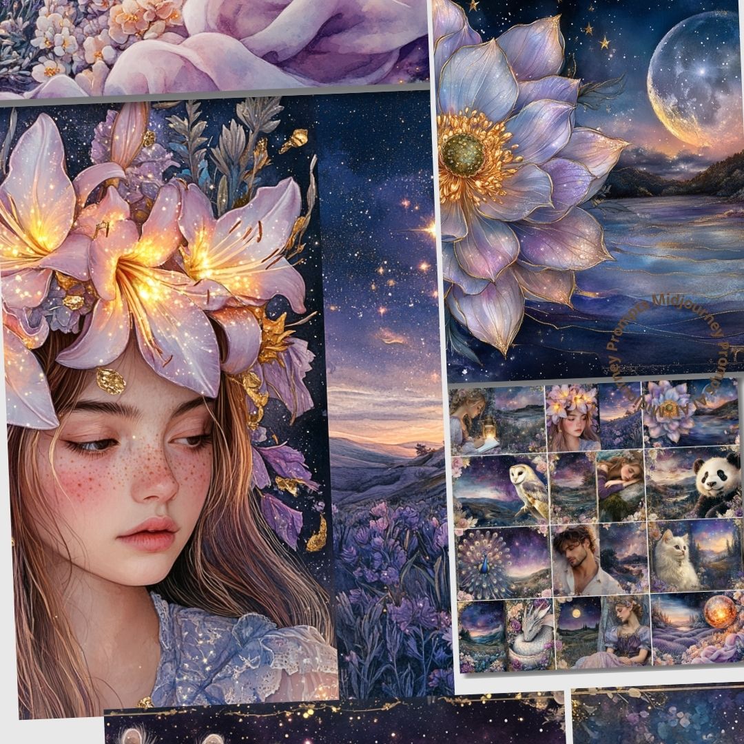 Midjourney Prompts for Whimsical Moonlit Garden Junk Journals