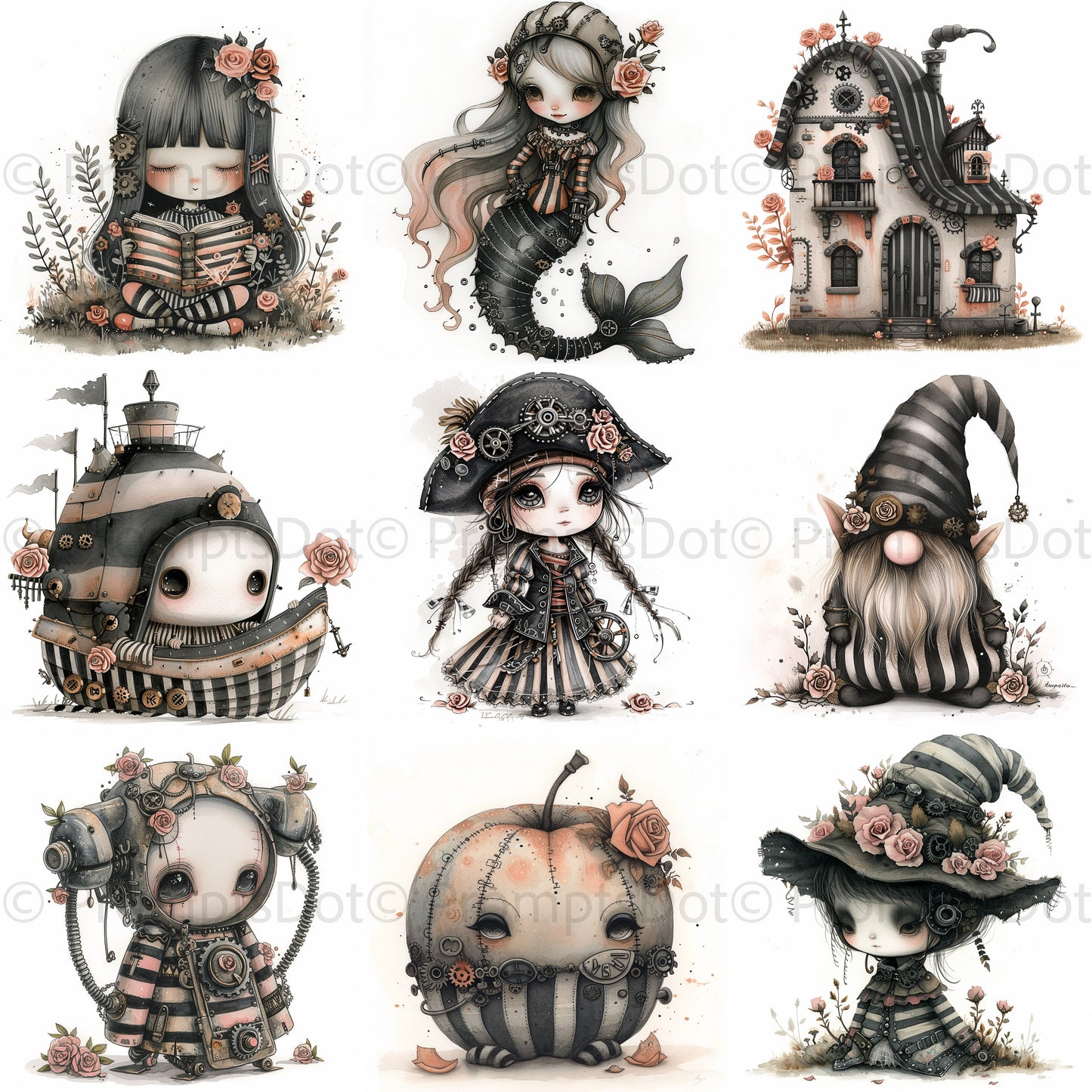 Whimsical Romantic Illustrations Midjourney Prompt