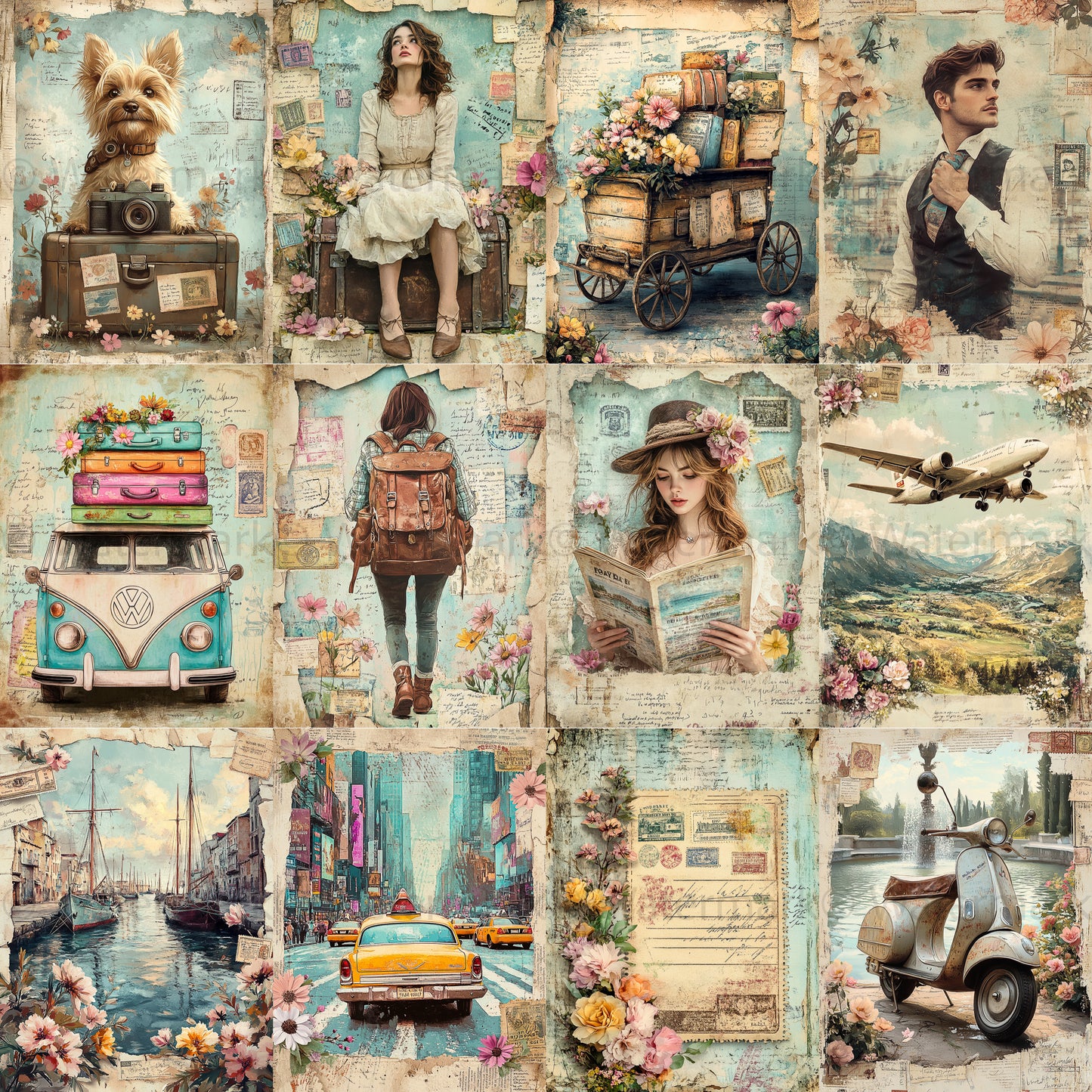 Midjourney Prompts for Whimsy Vintage Travel Journal Kits