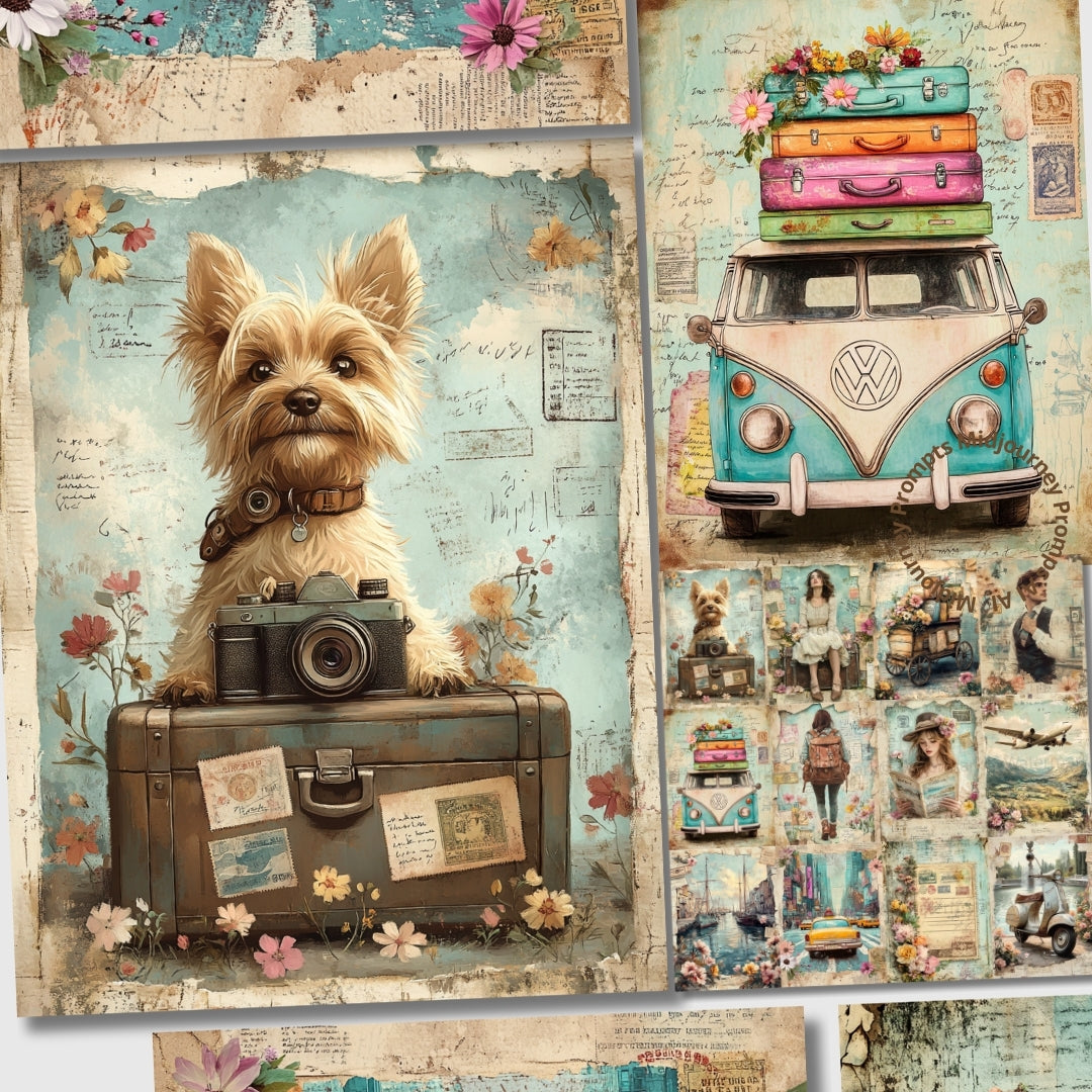 Midjourney Prompts for Whimsy Vintage Travel Journal Kits