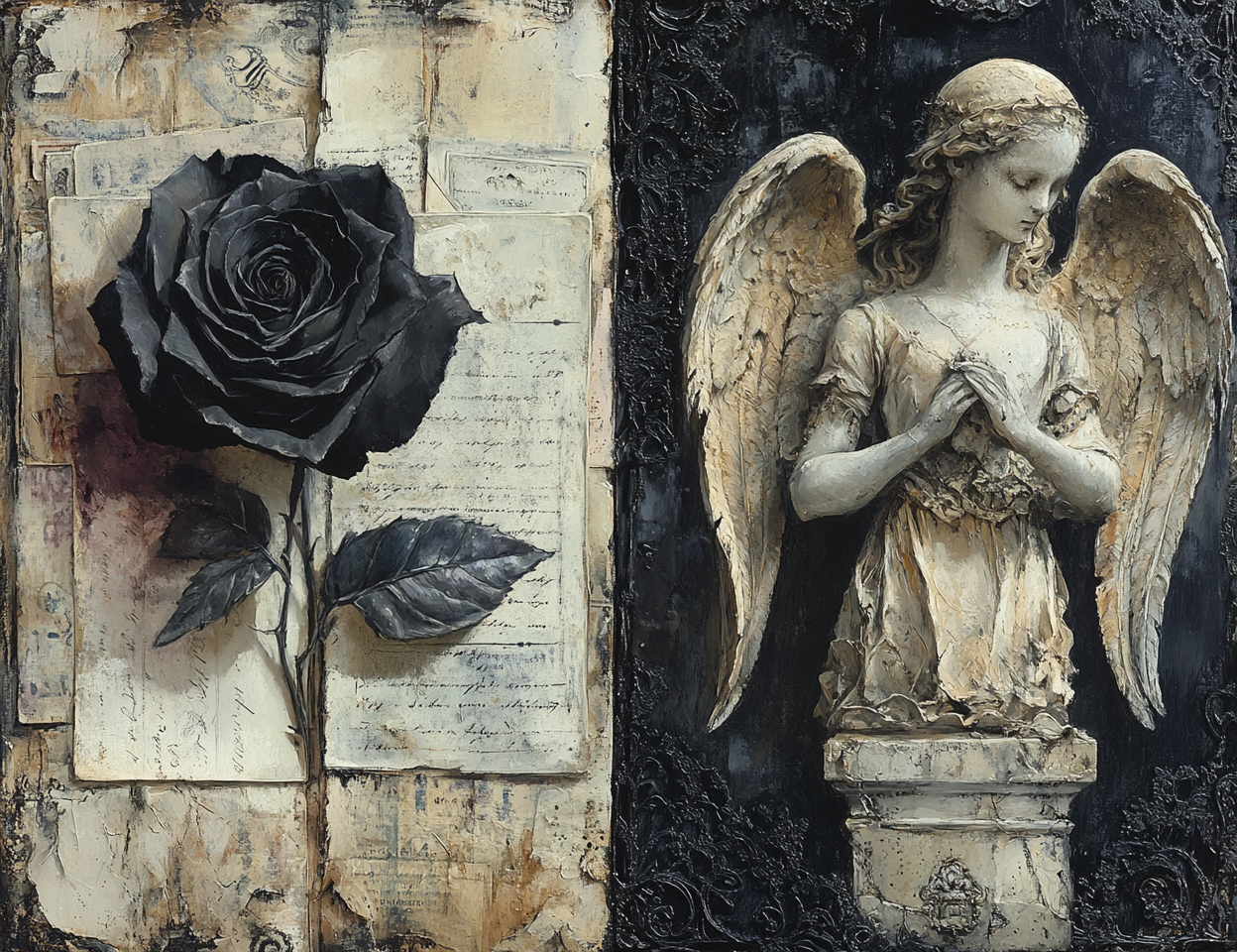 Midjourney Prompts for Widow’s Black Roses Junk Journals