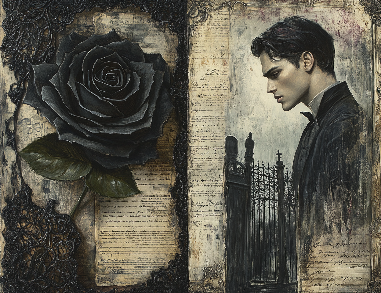 Midjourney Prompts for Widow’s Black Roses Junk Journals