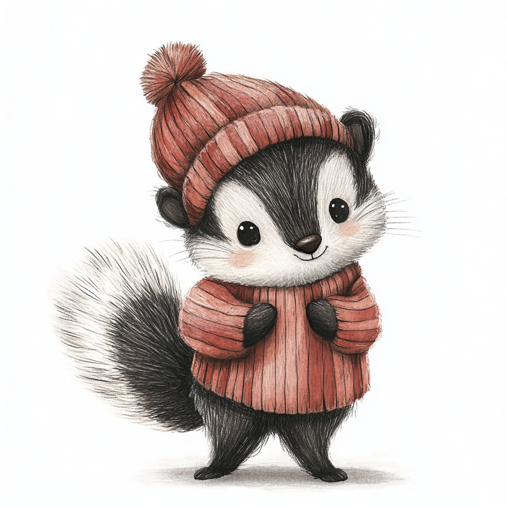 a cool winter skunk in winter clothes digital