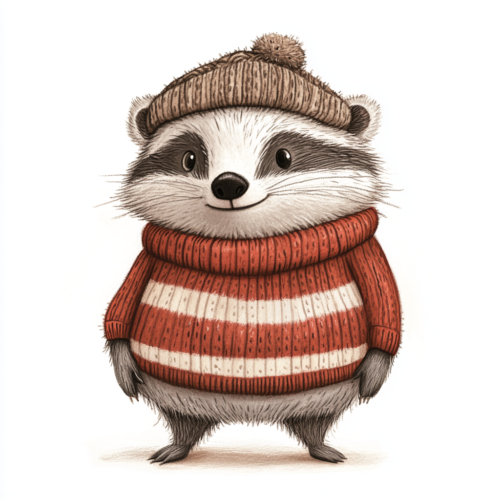badger wearing winter clothes