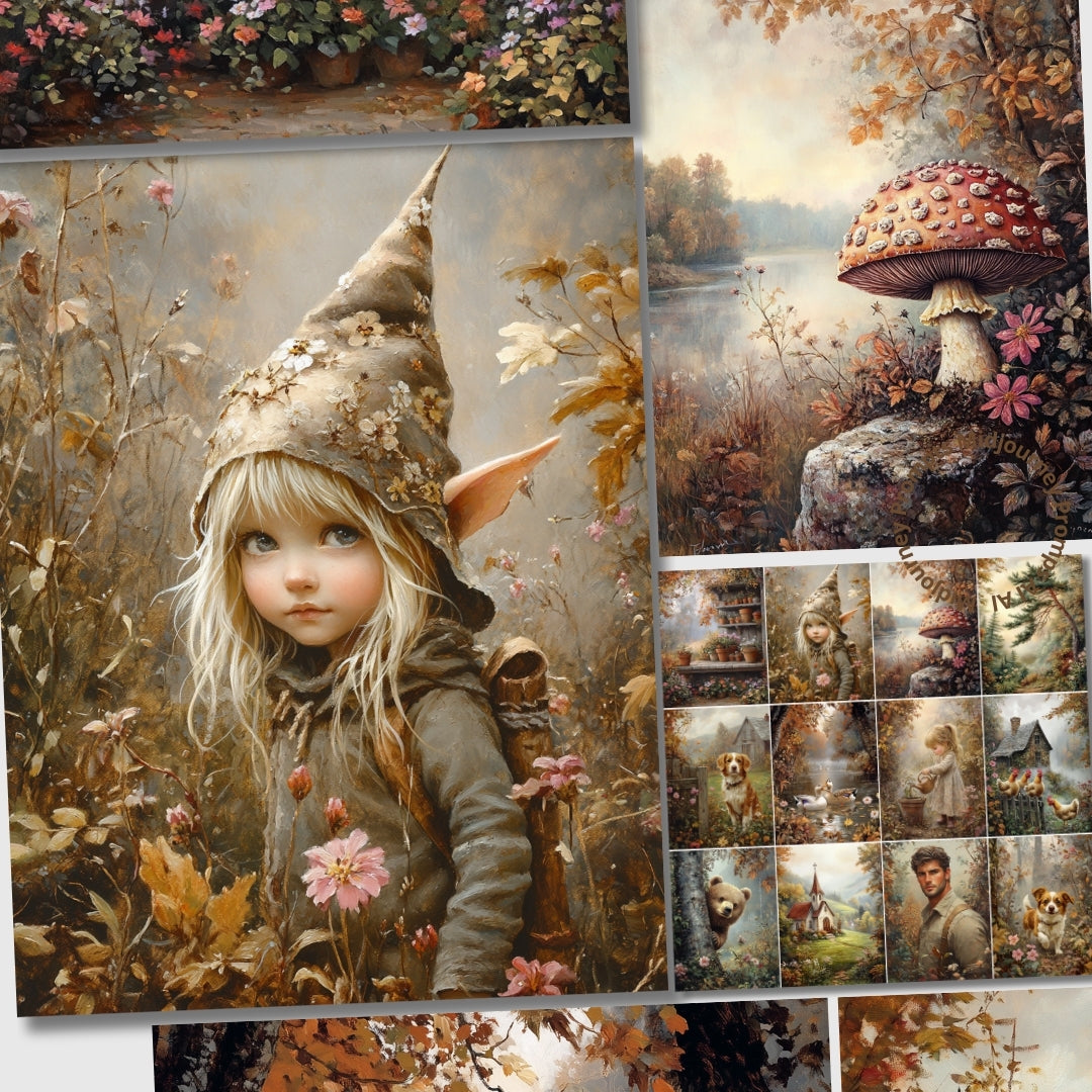 Midjourney Prompts for Autumn Woodland Forest Scrapbook Pages