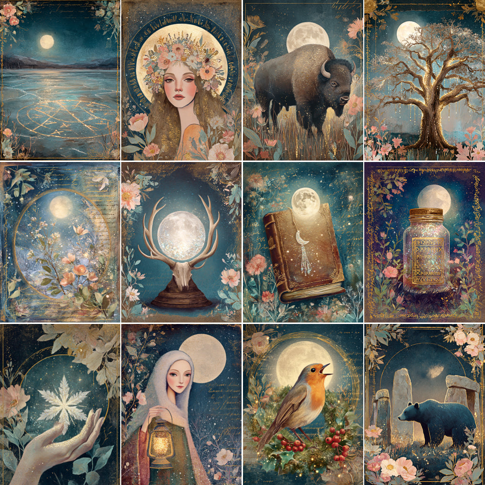 Midjourney V7 Prompts for Yule Pages For Junk Journal, Grimoire