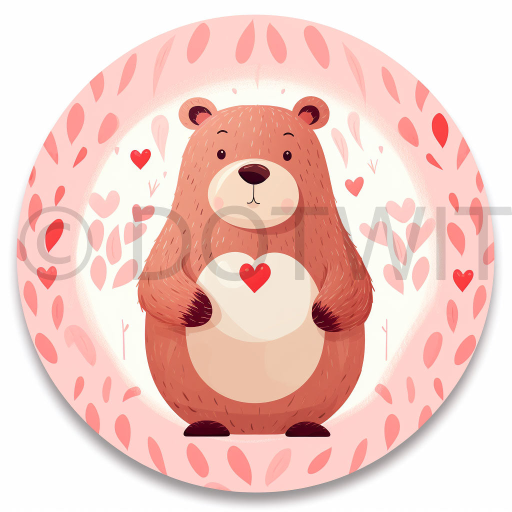 a bear with hearts Cute Valentines Icons Romantic Stickers Digital Art and Midjourney Prompt Commercial Use