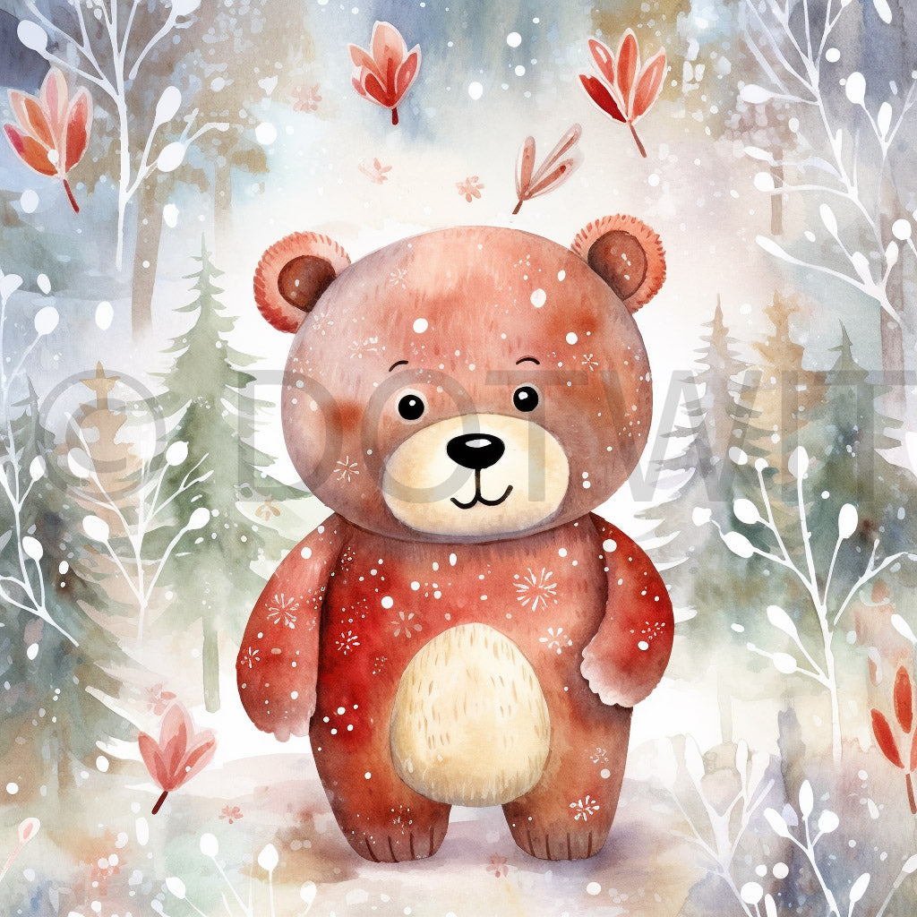 a cute bear in christmas midjourney Cute Winter Christmas Cards Ephemera Digital Art and Midjourney Prompt Commercial Use