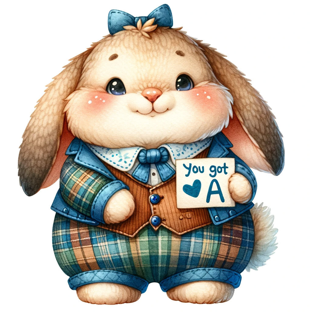school bunny Cute School Illustrations With Text DALLE 3 Prompt