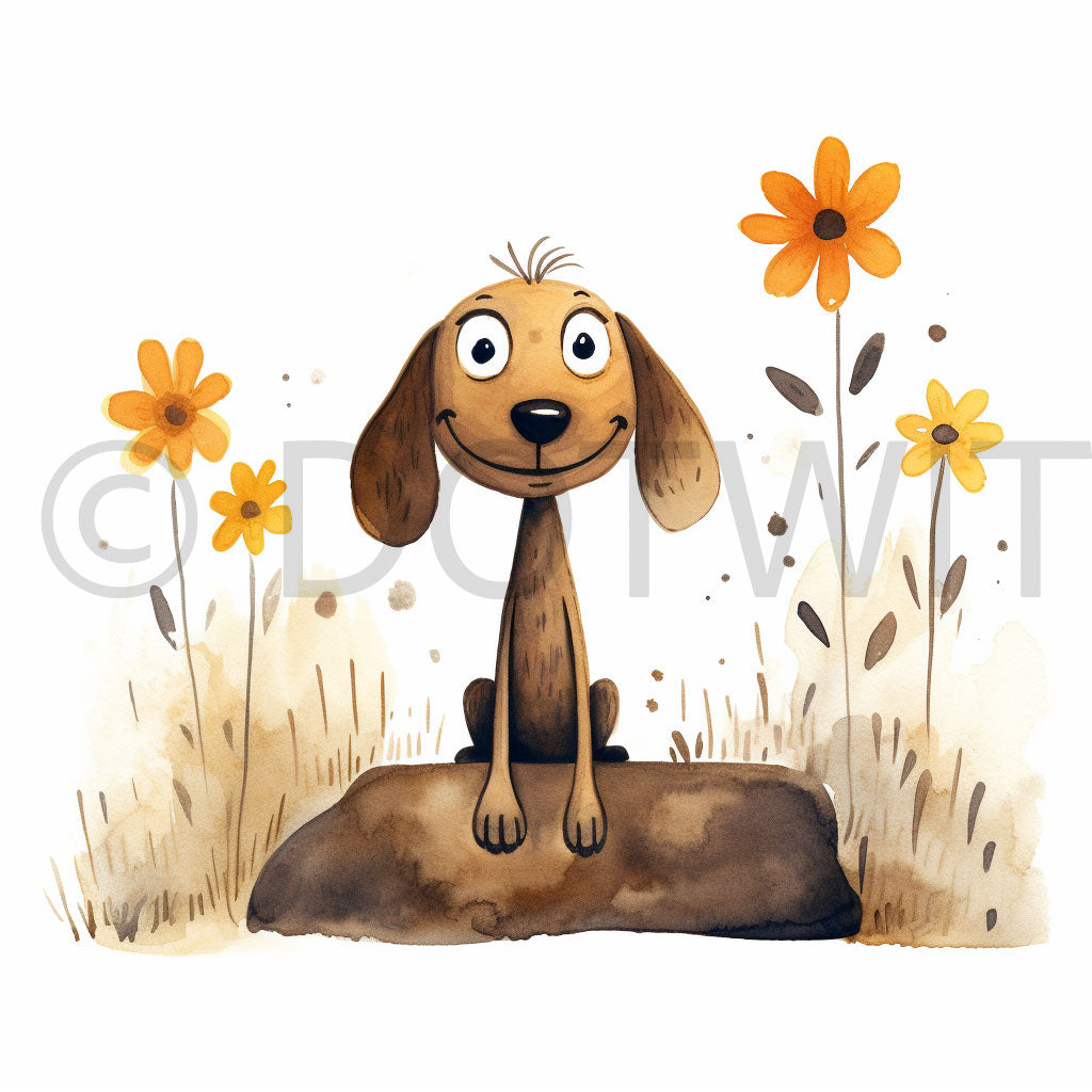 a cute dog Cute Vintage Autumn Watercolor Nurseries Digital Art and Midjourney Prompt Commercial Use