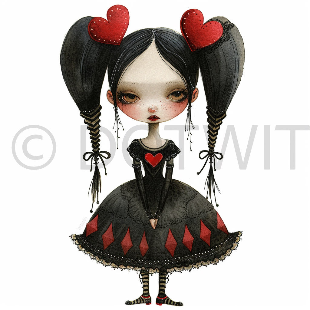 a cute gothic girl illustration clipart