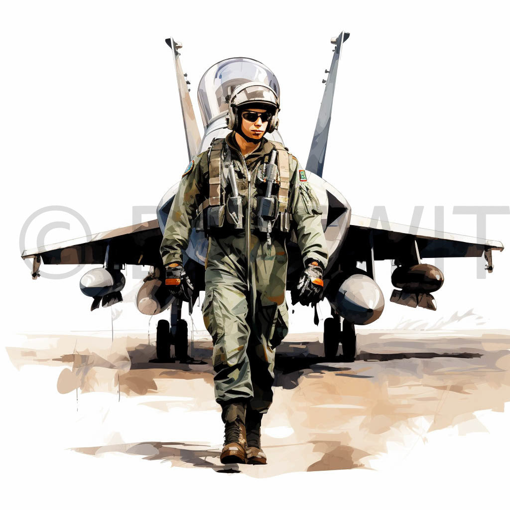 a soldier in the air force Veterans Day Us Memorial Watercolor Digital Art and Midjourney Prompt Commercial Use