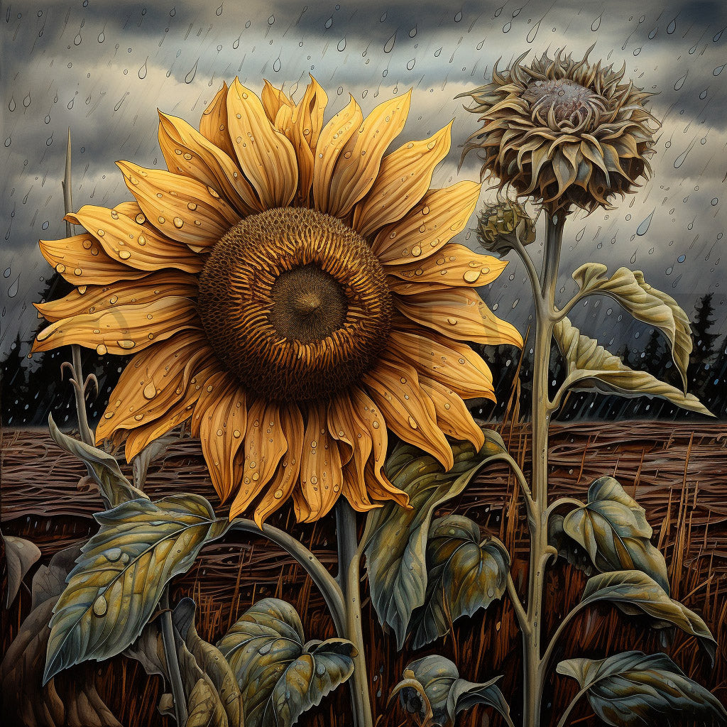 a sunflower Countryside Art Romantic Illustrations Digital Art and Midjourney Prompt Commercial Use