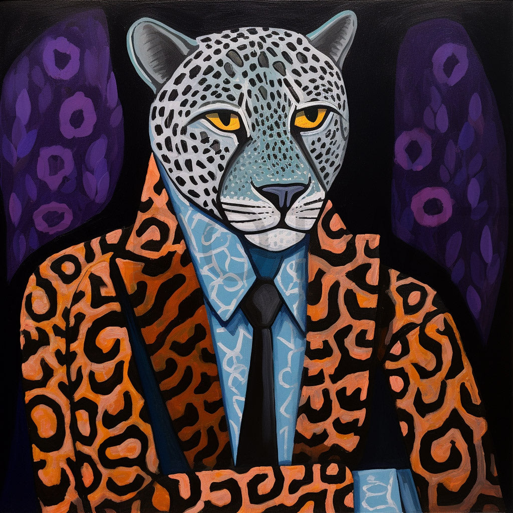 a panther Pop Art Collage Fun Animals Portraits Digital Art and Midjourney Prompt Commercial Use