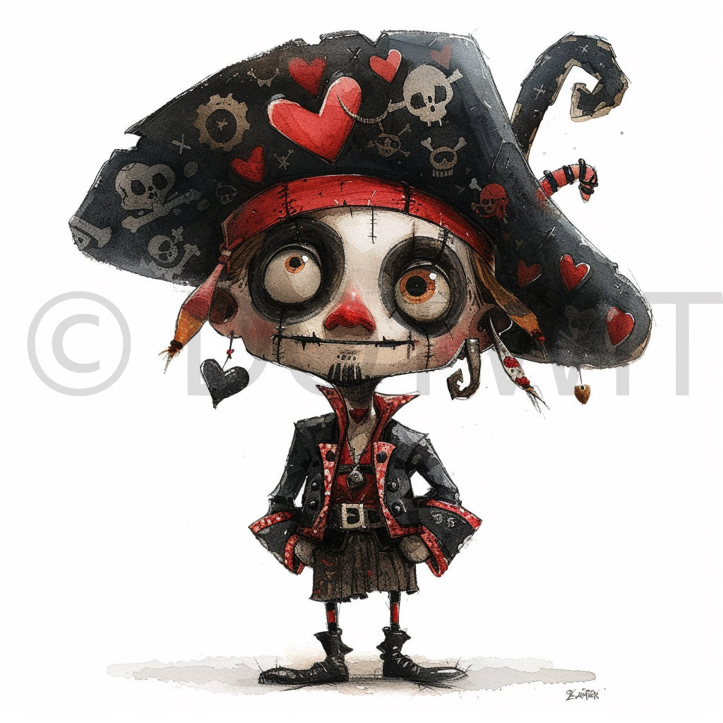 pirate Gothic Valentines Illustrations Midjourney Prompt