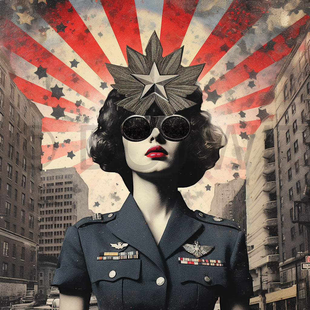 a woman soldier American Art Midjourney Prompt