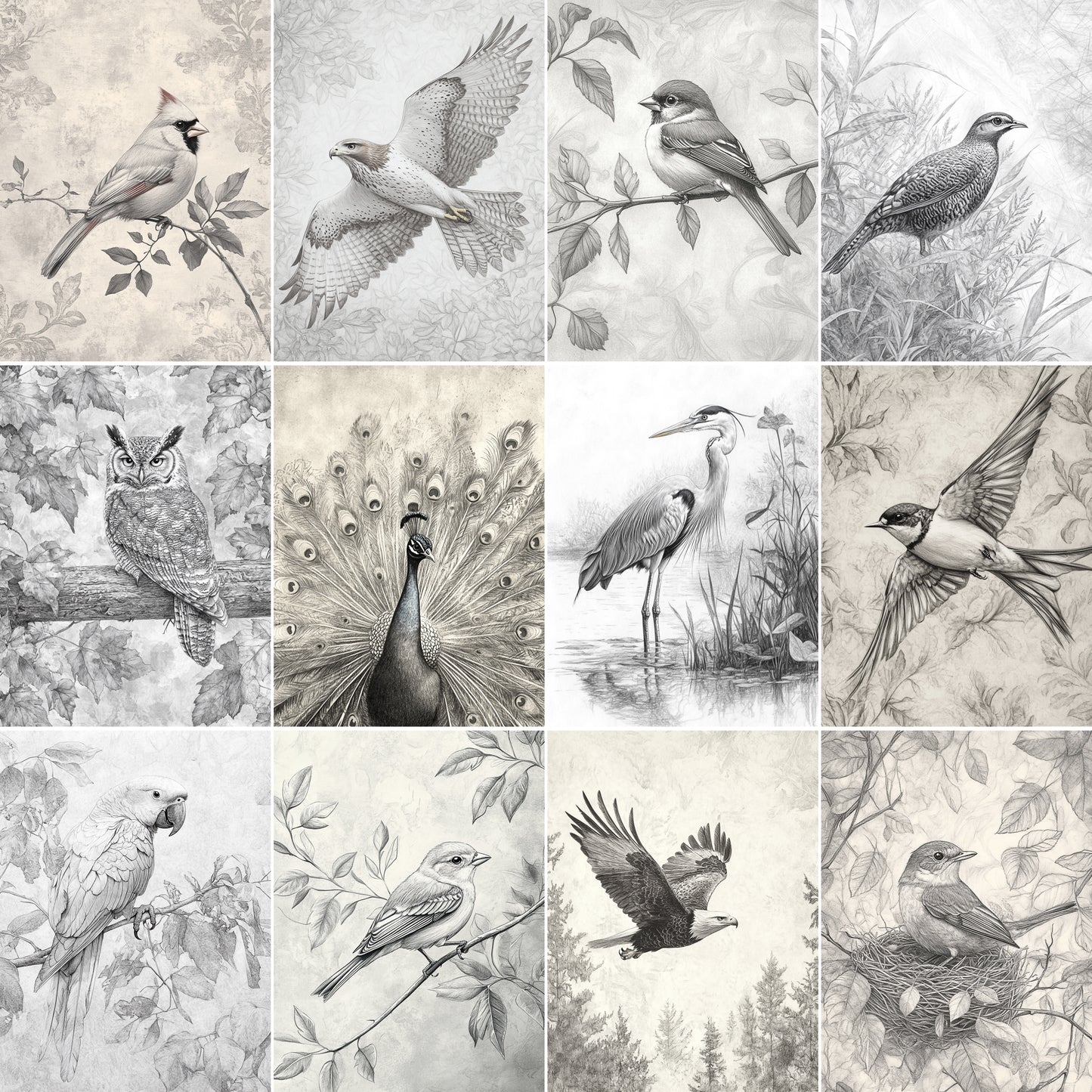 Midjourney Prompts for Handdrawn Nature And Birds Sketches