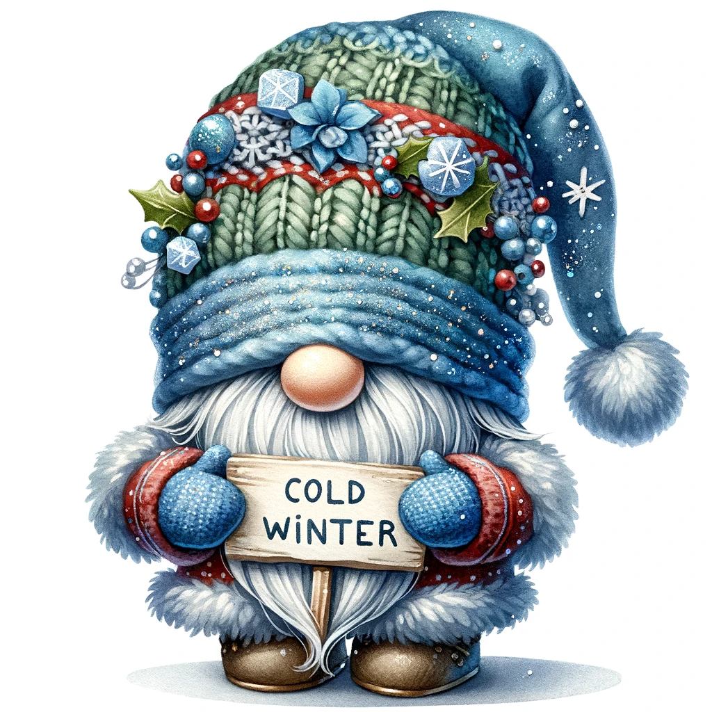 a cute gnome covered eyes Sparkling Christmas Illustrations DALLE 3 Prompt