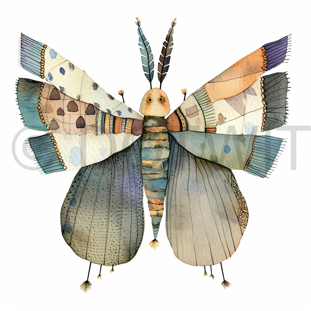 a cute butterfly Vintage Whimsical Characters Midjourney Prompt