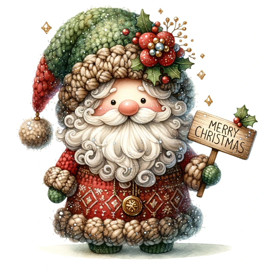 a cute santa Sparkling Christmas Illustrations DALLE 3 Prompt