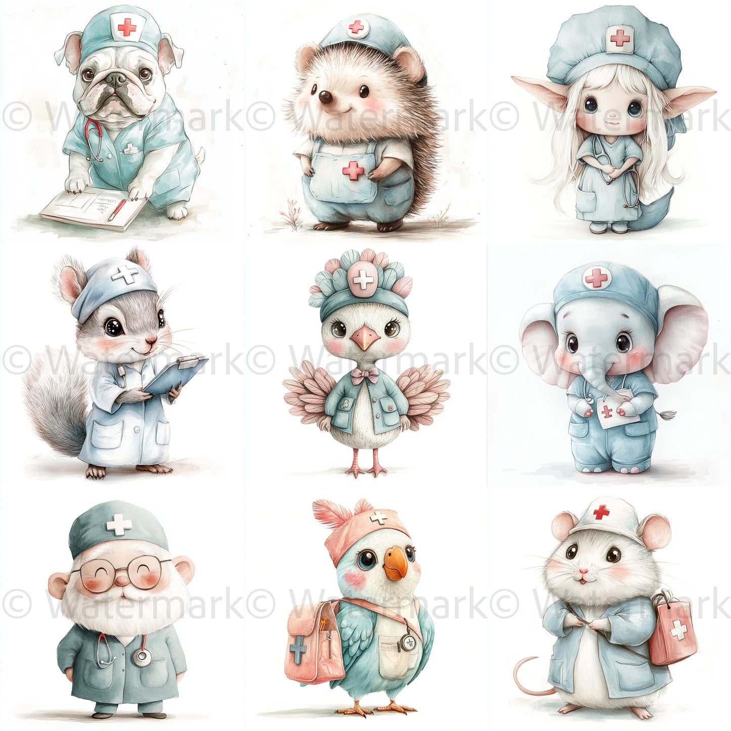 Midjourney Prompts for Cute Nurse Characters Medical Animals
