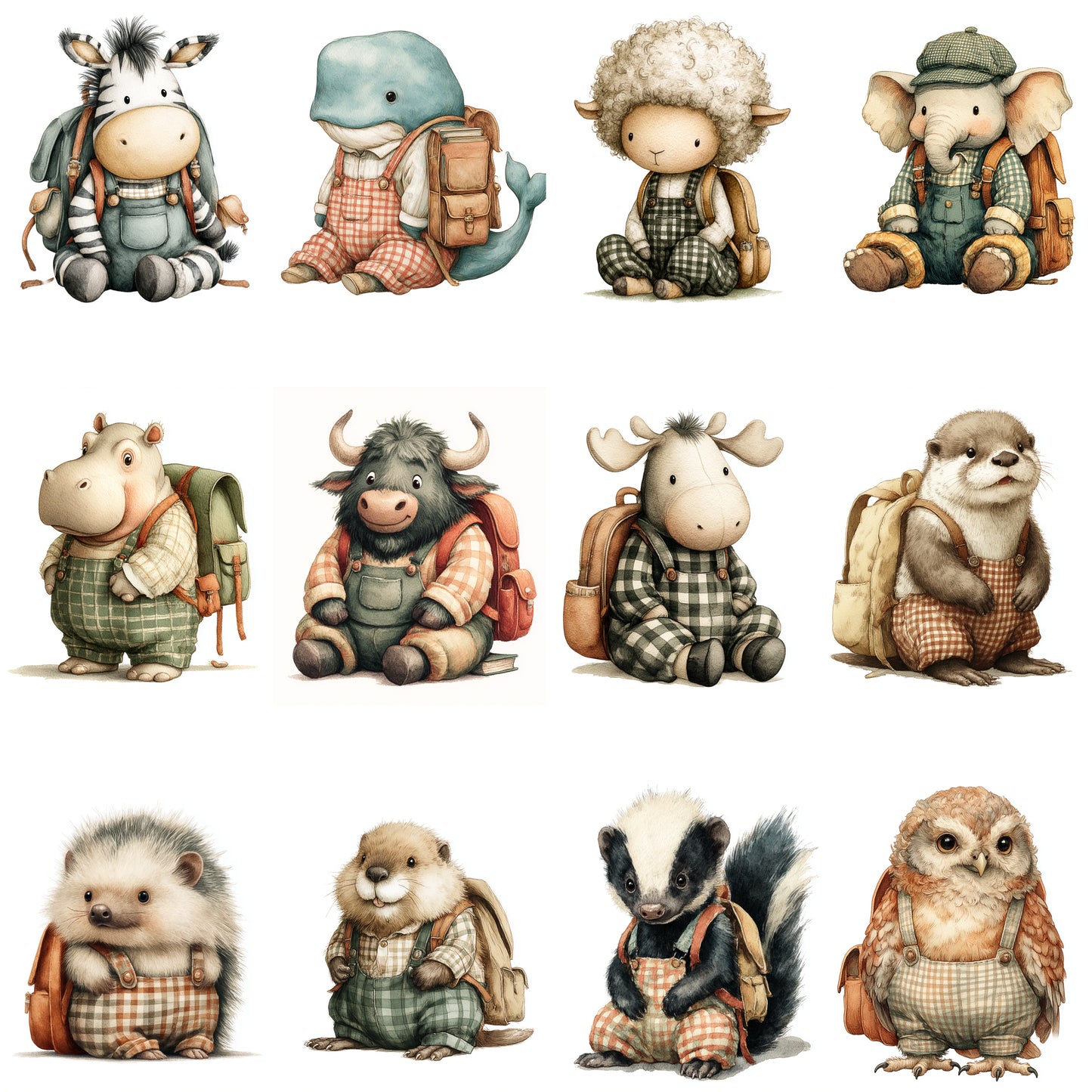 Midjourney Prompts for Super Cute Back To School Animals
